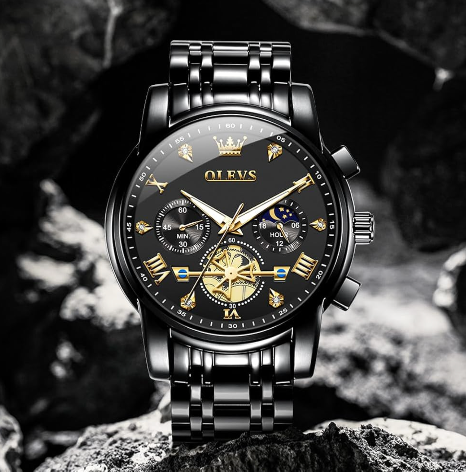 Black Stainless Steel Chaiin Quartz